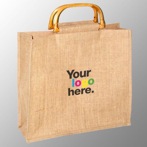 natural jute bag for promotion with wooden handles