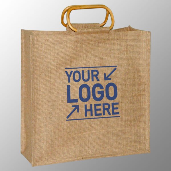 Jute Bag With Wooden Cane Handles