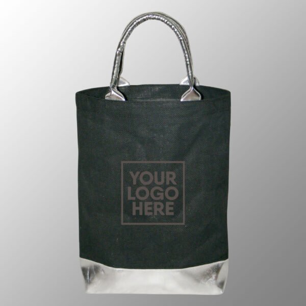 Jute Bag With Silver PVC Leather Look Handles and bottom