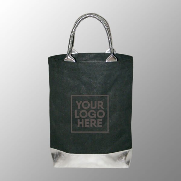 Jute Bag With Silver PVC Leather Look Handles and bottom