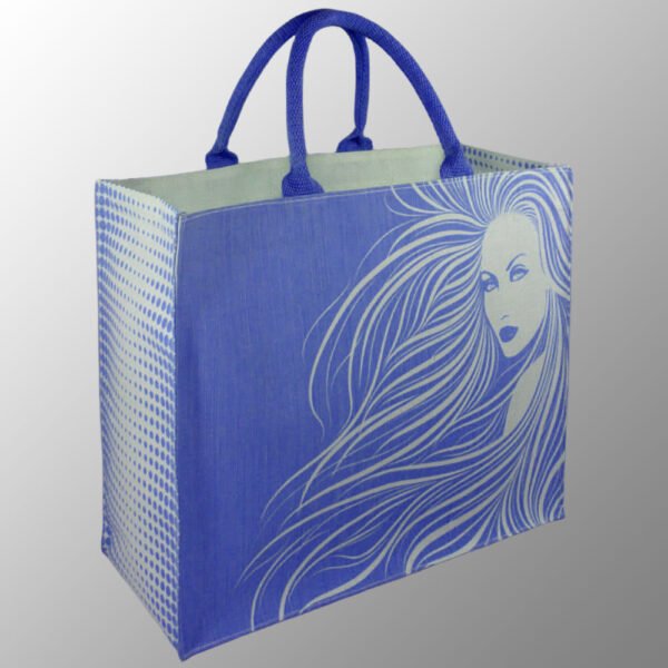 Elegant looking printed jute cotton bag # 2234 made from Dyed Jute Cotton Fabric with Long Lasting LDPE lamination