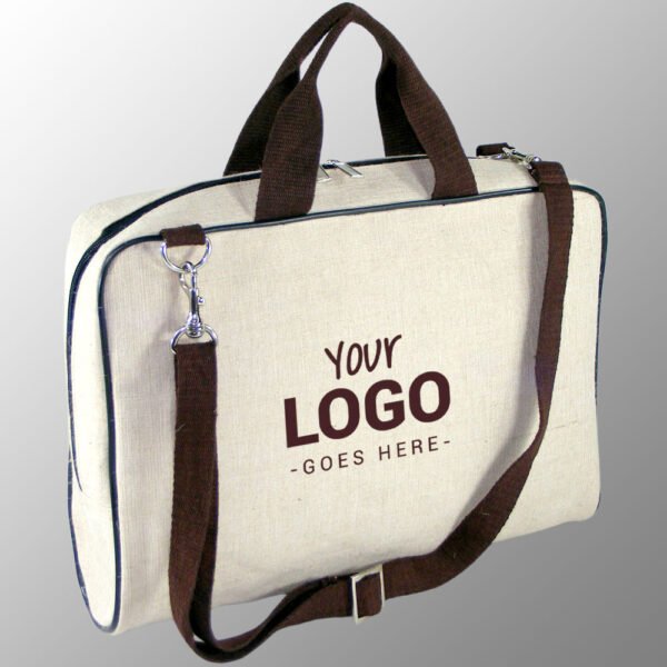 design and buy custom printed laminated jute cotton laptop bag with cotton handles