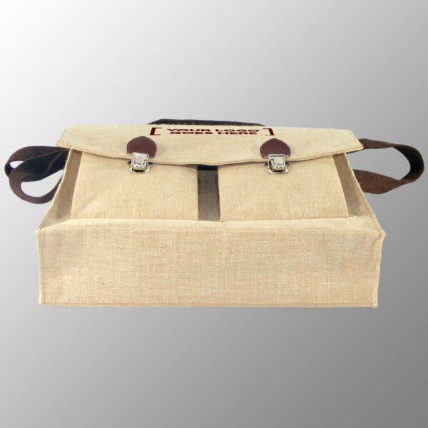 Elegant looking jute cotton school bag # 2238 made from Natural Jute Cotton Fabric with Long Lasting LDPE lamination