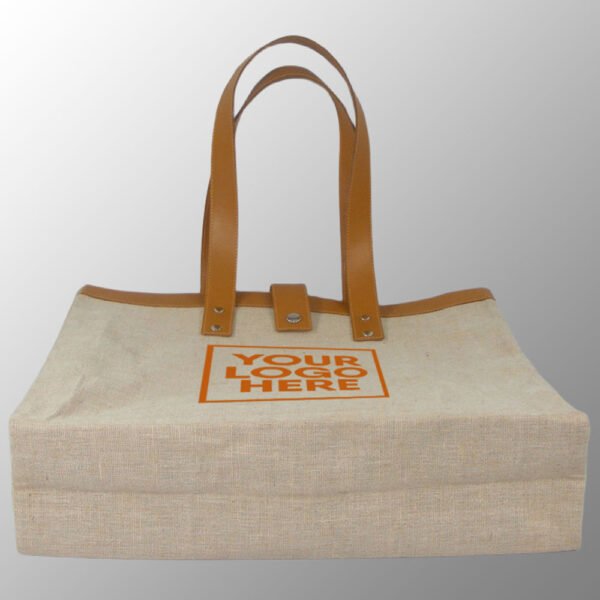 Luxury Jute Cotton Bag with Leather Handles