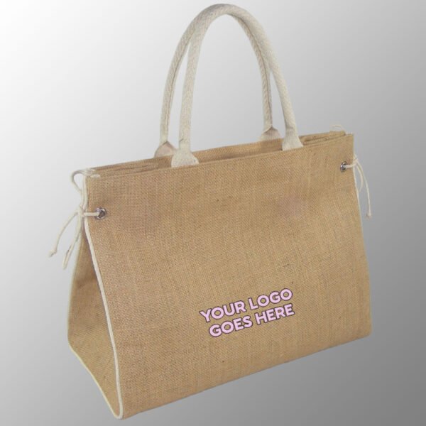 jute beach bag with cotton web handles