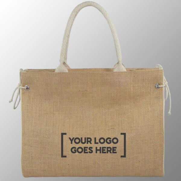 jute beach bag with cotton web handles