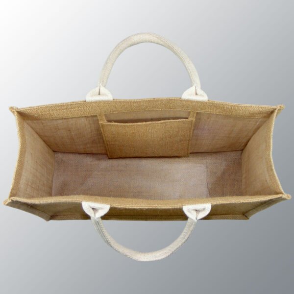 Natural Jute Bag With Soft Cotton Web Handles & an inside Jute Pocket