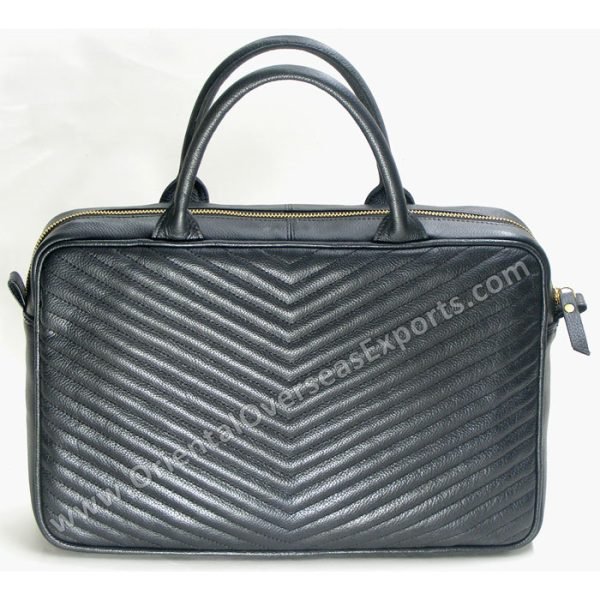 luxury quilted genuine leather laptop bag