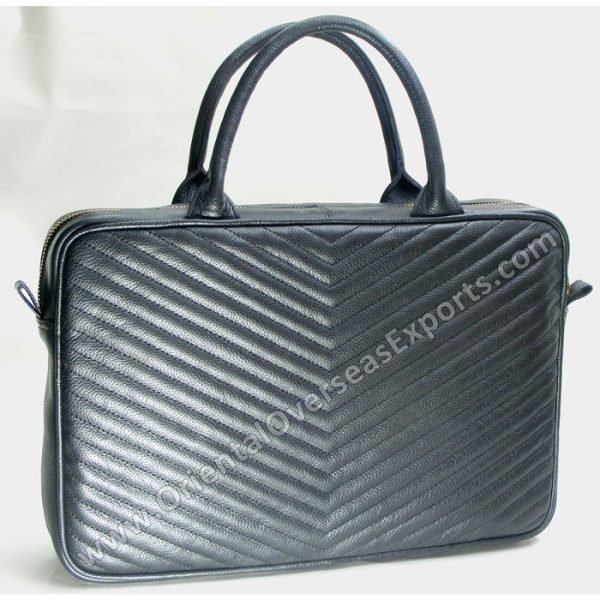 luxury quilted genuine leather laptop bag