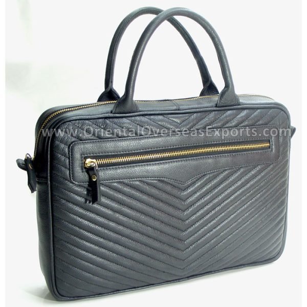 luxury quilted genuine leather laptop bag