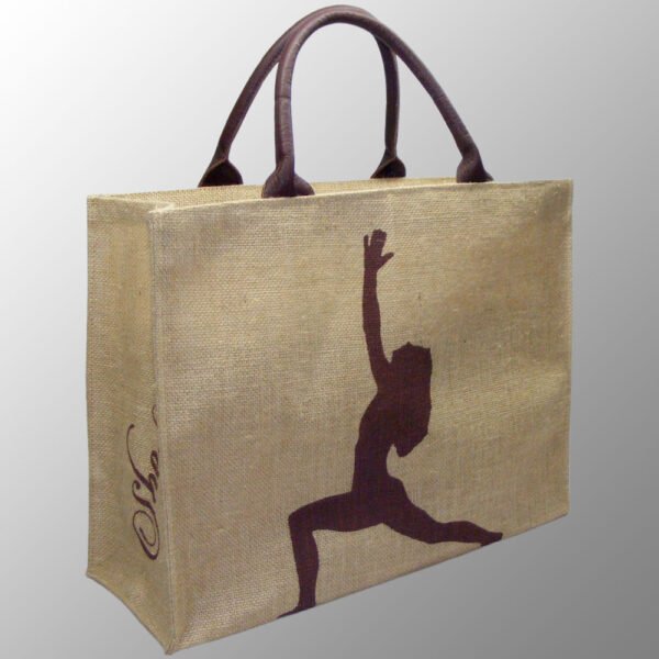 luxury natural jute bag with leather handles