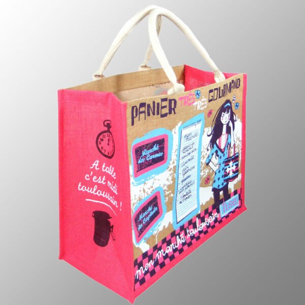 multi color printed luxury jute bag