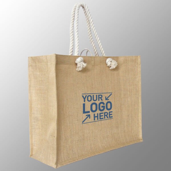 Digitally Printed Luxury Jute Bag with Side Pocket # 2479