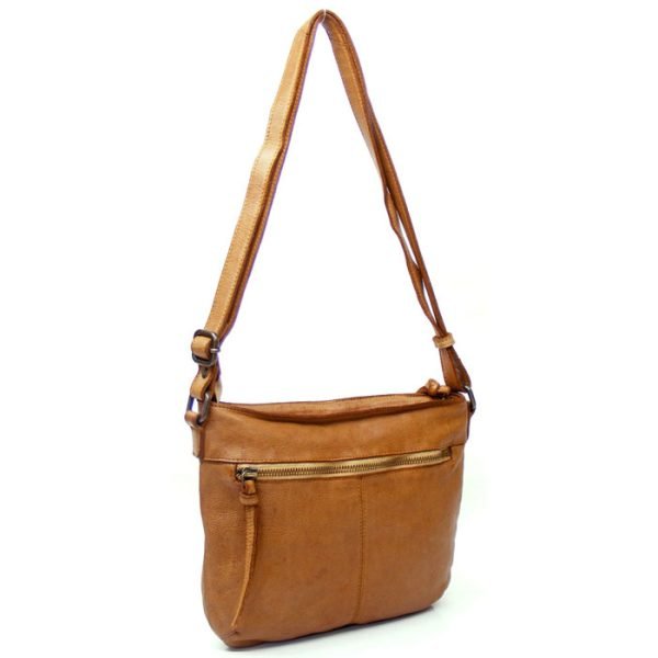 Vintage Real Leather Sling Bag - Tan - back view