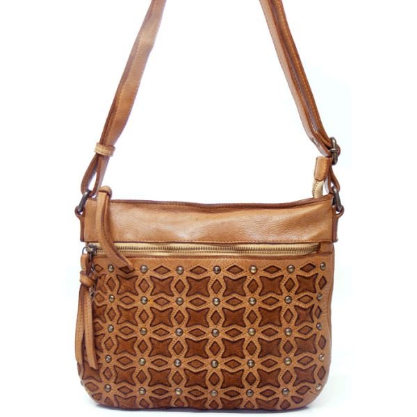 Vintage Real Leather Sling Bag - Tan