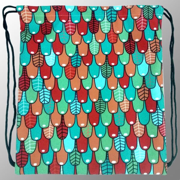 large multicolor canvas drawstring bag