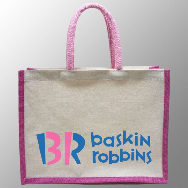 printed shopping bag made from canvas and jute fabric