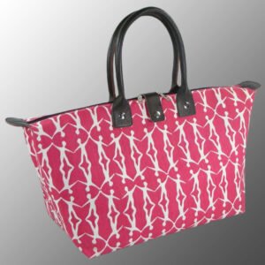 Printed Jute Bag with Leather Handles