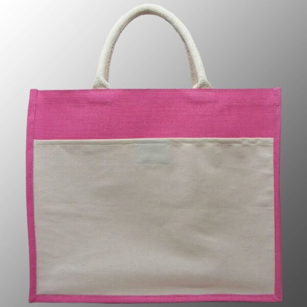 Canvas Pocket Jute Tote Bag